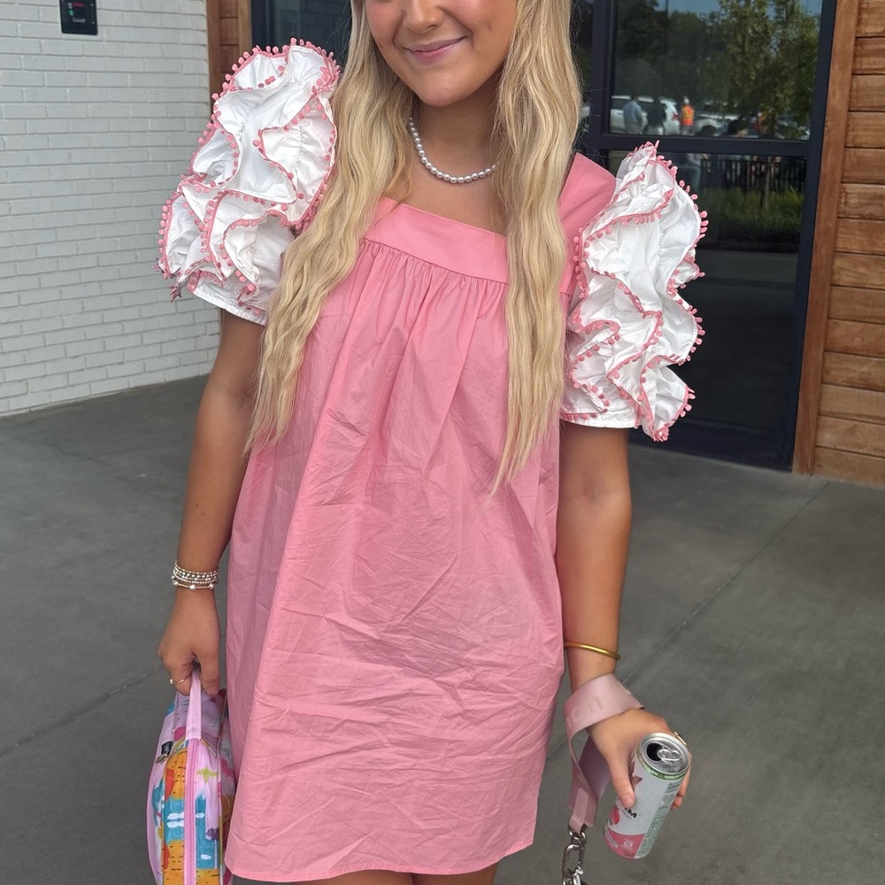 preppy ruffle puff sleeve mini dress